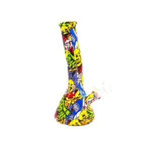 8" GLASS HAND CRAFTED BEAKER DESIGN WATER PIPE