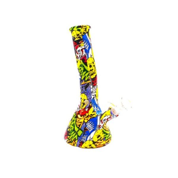 8" GLASS HAND CRAFTED BEAKER DESIGN WATER PIPE