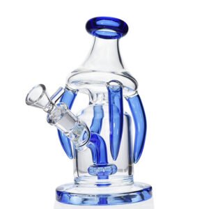 PREMIUM HEAVY GLASS 9 INCH WATER PIPE QUAD HORNS DESIGN ASSORTED COLORS "WP4900"