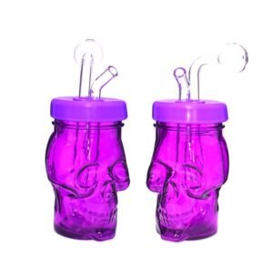 9" GLASS FLORAL BLIME SKULL STRAW DESIGN WATER PIPE (ASSORTED COLORS)