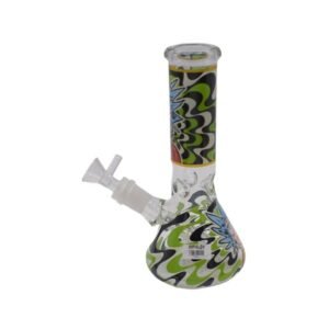 GLASS 8" RICK & MORTY STICKER DESIGN BEAKER WATER PIPE
