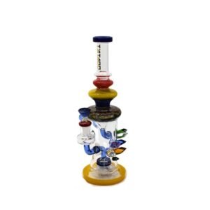 TATOO GLASS 14" BLUE RECYCLER SHARP STONE DESIGN