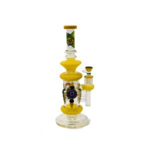 TATAOO GLASS 14" YELLOW FANCY DESIGN HEAVY DUTY WATER PIPE