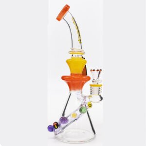 CHEECH GLASS 14" BENT FOLIME LIME CEVARIC DOTTED DESIGN WATER PIPE