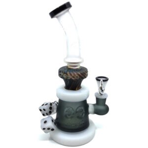 CHEECH GLASS 12"  BEND MOLINE HANDCRAFTED LIME DESIGN WITH WATER PIPE