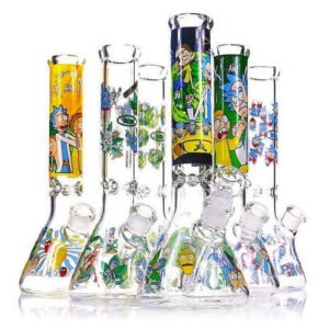 14" BEAKER BONG PRINTED WATER PIPE ASSORTED DESIGNS "WPDK101"