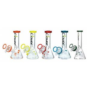 CLOVER GLASS 6 INCH FLEX LIME BEAKER WITH 14MM SLIDER ATTACHED WATER PIPE
