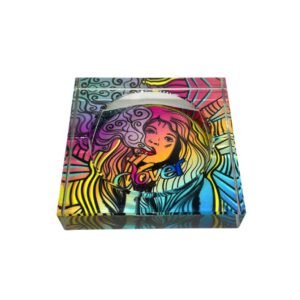 CLOVER GLASS SMOKING GIRL DESIGN ASHTRAY