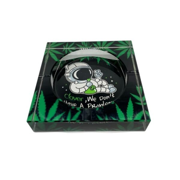 CLOVER GLASS ASTRONAUT DESIGN ASHTRAY