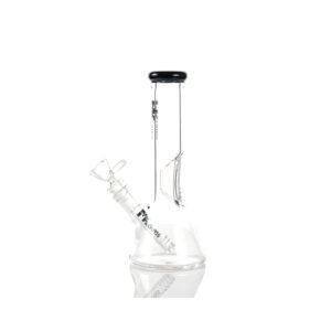 MK GLASS 9" CLEAR HEAVY BEAKER LIME FROSTED WITH INLINE 14MM SLIDER WATER PIPE