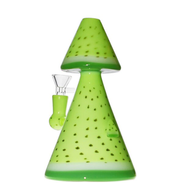 GLASS 9" FOLIC BLUE MUSHROOM FLAME DESIGN WATER PIPE (ASSORTED)