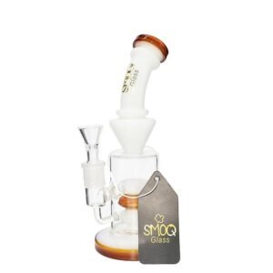 SMOQ GLASS 12" MOLINE MILKY WHITE GOLD DESIGN WITH FLOX THIRD PERC WATER PIPE "YX20"