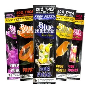 BLUE DIAMOND 20% THC-A PRE ROLLS 2CT/POUCH 10 POUCHES/DISPLAY