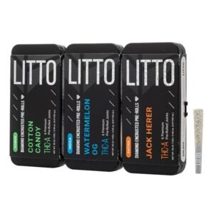 LITTO THCA DIAMOND ENCRUSTED 0.5GM PREMIUM PRE ROLLS JOINTS 6PK TIN 5CT/ BOX