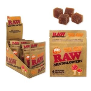 RAW MIND BLOWERS AMANITA  MUSCARIA  INFUSED MUSHROOM GUMMIES 4-PER PACK 8CT/BOX