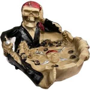 PIRATE SKULL POLY STONE ASHTRAY