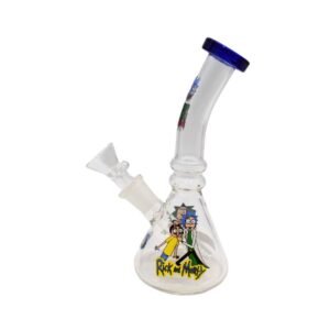 6" RICK AND MORTY BEND NECK GLASS WATER PIPE