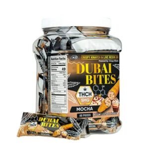 DUBAI BITES BY CRISPY BLUNTS 5MG THCH CRISPY KNAFEH & LIVE RESIN D9 EDIBLES 40CT JAR