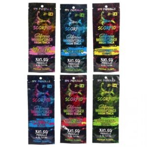 SCORPIO CALIFORNIA GROWN INDOOR FLOWER PREMIUM THCA 1.5GM X 3PK PRE ROLL JOINTS 10CT/ BOX