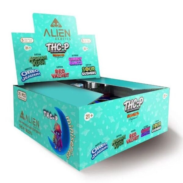 ALIEN EXOTICS THC-P DIAMOND (33.14%) MINI 0.5G PRE ROLLED ASSORTED FLAVOR JOINT (OCEAN BLUE) 25CT/ BOX