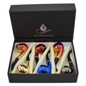 FENG SHUN WOOD TOBACCO PIPE MULTI COLOR 6CT DISPLAY
