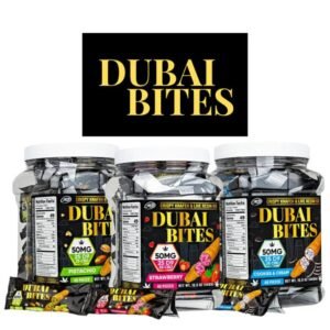 DUBAI BITES BY CRISPY BLUNTS 50MG D9 + CBD CRISPY KNAFEH & LIVE RESIN D9 EDIBLES 40CT JAR