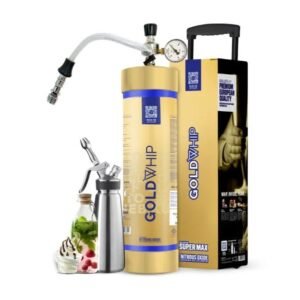 GOLD WHIP SUPER MAX GOLD EDITION N2O 4KG / 5500G / 5.0L TANK CHARGERS 1CT/ BOX
