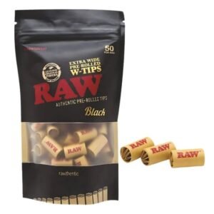 RAW BLACK EXTRA WIDE PRE ROLLED W-TIPS 50CT/ BAG