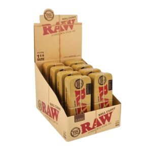 RAW CLASSIC ROLL CADDY METAL TIN CASE WORKS WITH 1-1/4 SIZE 8CT/ DISPLAY