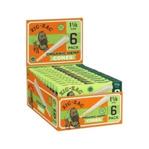 ZIG ZAG ORGANIC HEMP CONES 1-1/4 SIZE (6PK-24CT DISPLAY BOX)