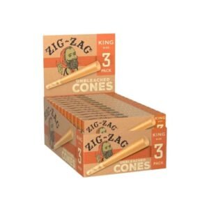 ZIG ZAG UNBLEACHED CONES KING SIZE (1PK-24CT DISPLAY BOX) PRE PRICED 99c