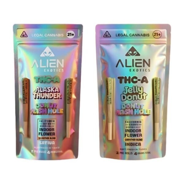 ALIEN THCA DONUT HASH HOLE GODFATHER BLEND PREMIUM 2 X 2GM PRE ROLLS JOINT 10CT/ BOX
