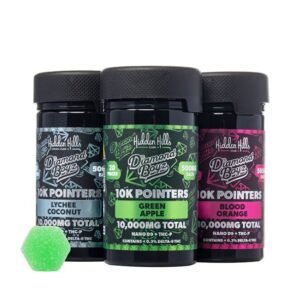 HIDDEN HILLS DIAMOND BOYZ 10K POINTERS NANO D9 + THCP 10,000MG GUMMIES 20CT/ JAR