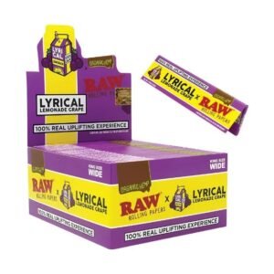 RAW X LYRICAL LEMONADE GRAPE FLAVOR KING SIZE WIDE ORGANIC HEMP PAPERS 32 LEAVES 50CT/ BOX