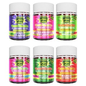 HIDDEN HILLS MINI MART DOUBLE TROUBLEZ D8 + D9 + THCP DUAL FLAVOR 10,000MG GUMMIES 10CT/ JAR