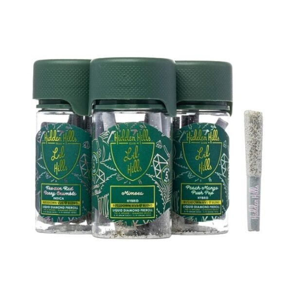 HIDDEN HILLS BUSSDOWN VVS BLEND THC-A LIQUID DIAMOND3.75GM 5CT MINI PRE ROLLS JAR 10CT/BOX
