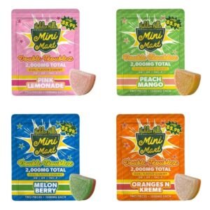 HIDDEN HILLS MINI MART DOUBLE TROUBLEZ D8 + D9 + THCP DUAL FLAVOR 2000MG GUMMIES 2CT/30PK DISPLAY