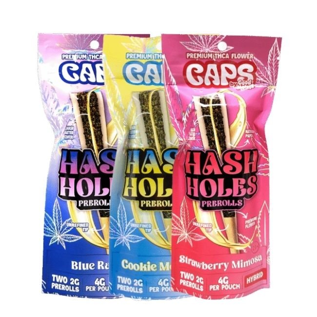 CAPS BY GOOD MORELS HASH HOLES THC-A 2 X 2GM PRE ROLLS 10CT/BOX CAPS BY GOOD MORELS HASH HOLES THC-A 2 X 2GM PRE ROLLS 10CT/BOX