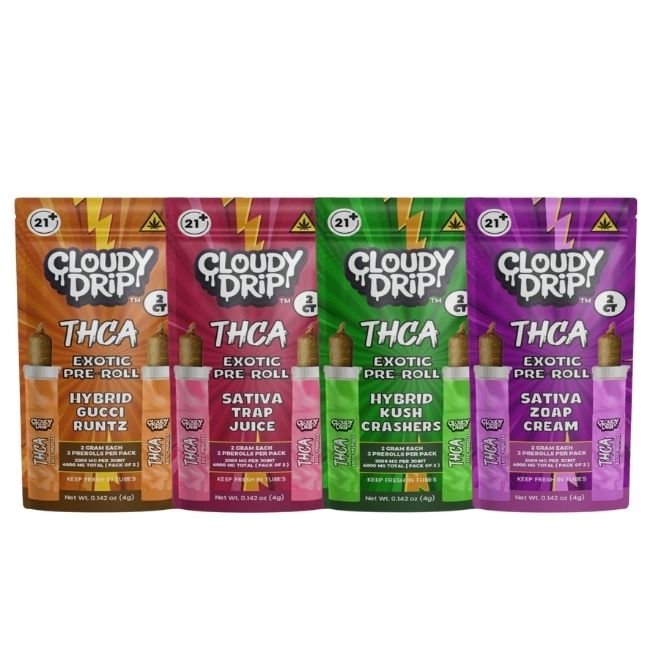 CLOUDY DRIP THC-A EXOTIC 2 X 2GM PRE ROLLS 10CT DISPLAY CLOUDY DRIP THC-A EXOTIC 2 X 2GM PRE ROLLS 10CT DISPLAY