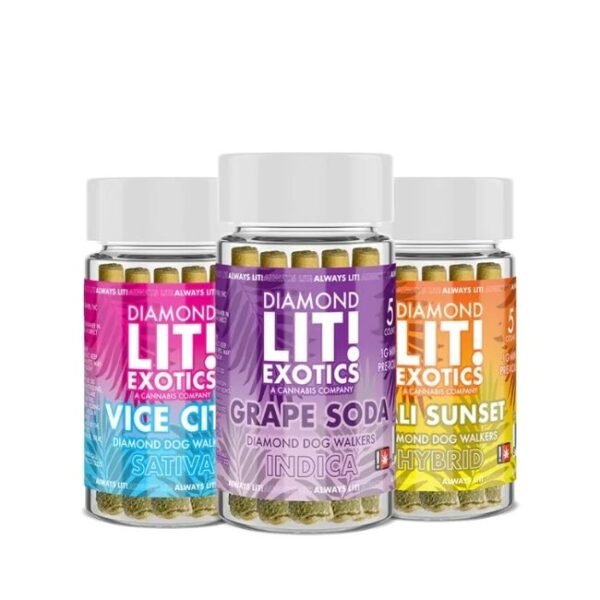 LIT THC EXOTIC DIAMOND 1GM PRE ROLLS 5CT JAR