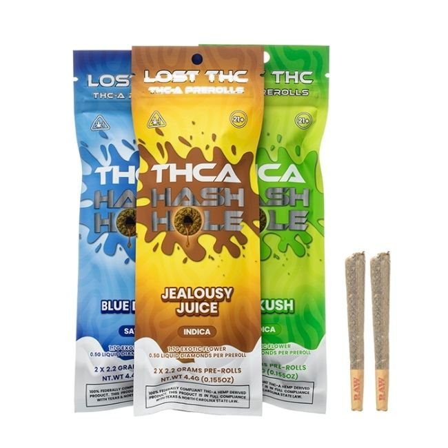 LOST THC HASH HOLES THC-A INFUSED 2 X 2.2GM PRE ROLLS 10CT DISPLAY LOST THC HASH HOLES THC-A INFUSED 2 X 2.2GM PRE ROLLS 10CT DISPLAY