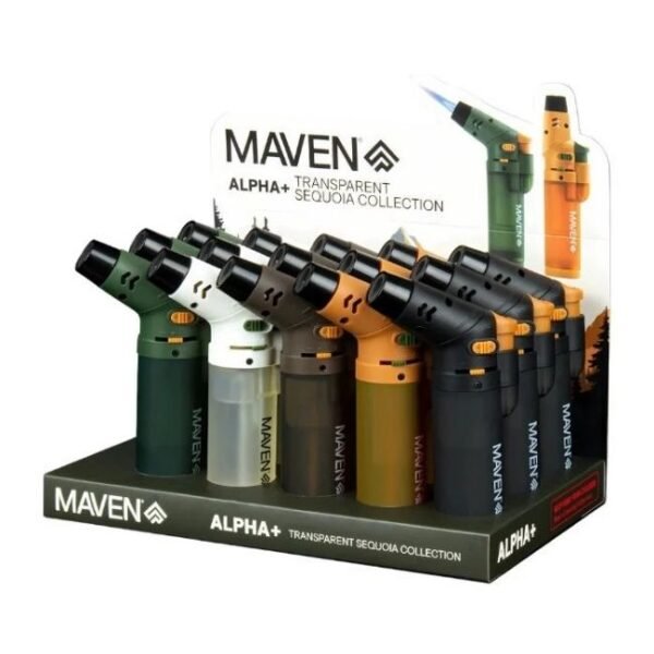 MAVEN ALPHA PLUS SEQUOIA COLLECTION WIND PROOF TORCH LIGHTER 15CT/ DISPLAY