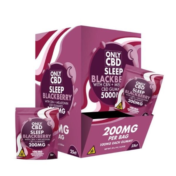ONLYCBD SLEEP GUMMIES CBN + MELATONIN + CBD 100MG EACH GUMMY 2CT PACK - 25PK DISPLAY