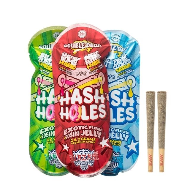 WAZABI EXOTICS 2 X 2GM HASH HOLE DOUBLE DROP PREROLLS 10CT DISPLAY WAZABI EXOTICS 2 X 2GM HASH HOLE DOUBLE DROP PREROLLS 10CT DISPLAY