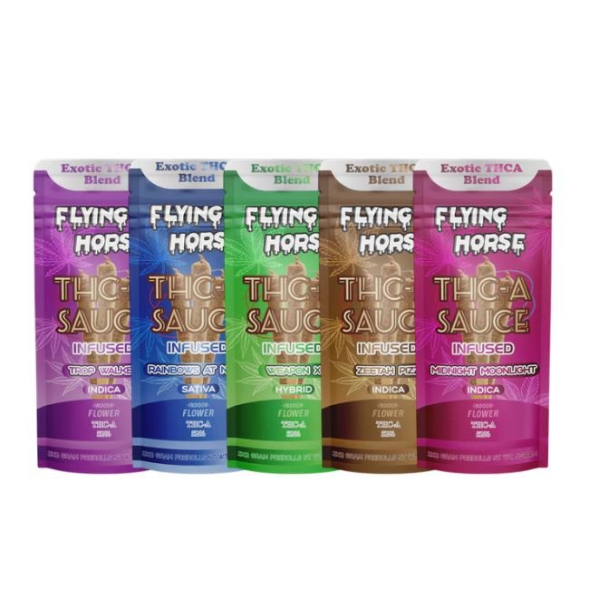FLYING HORSE EXOTIC THC-A SAUCE 52% 3 X 2GM PRE ROLLS 10CT DISPLAY FLYING HORSE EXOTIC THC-A SAUCE 52% 3 X 2GM PRE ROLLS 10CT DISPLAY