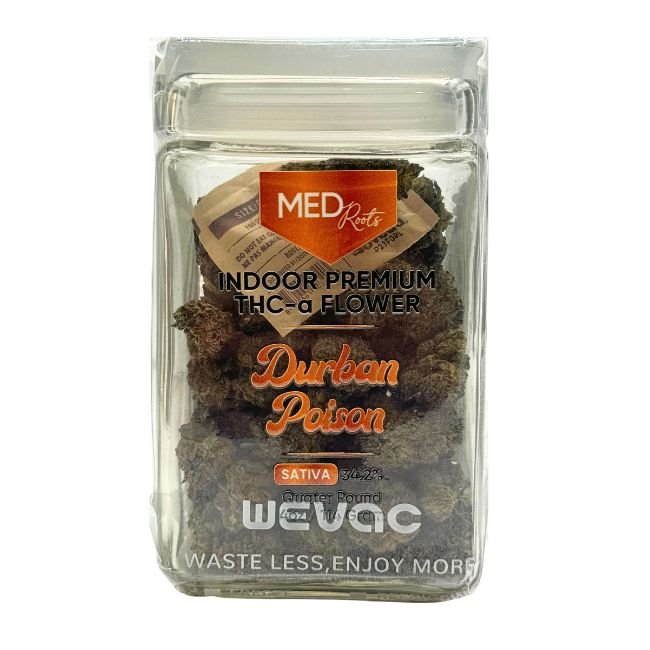 MEDROOTTHCAFL01 MED-ROOTS EXOTIC INDOOR PREMIUM THC-A FLOWER 4OZ JAR (113GM)