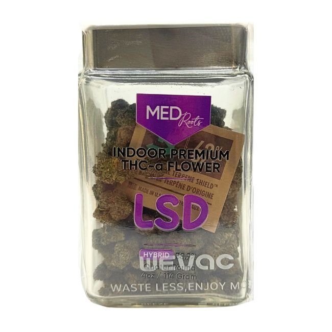 MEDROOTTHCAFL03 MED-ROOTS EXOTIC INDOOR PREMIUM THC-A FLOWER 4OZ JAR (113GM)