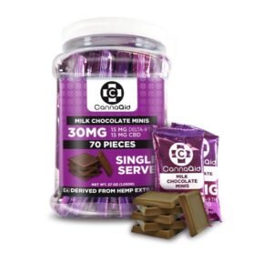 CANNAAID D9-THC + CBD 30MG MINIS CHOCOLATE 70CT/ JAR
