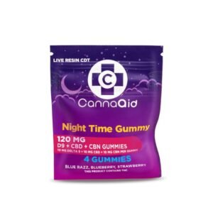 CANNAAID D9-THC + CBD + CBN NIGHT TIME LIVE RESIN CDT 120MG 4PK GUMMIES 30CT/ BOX