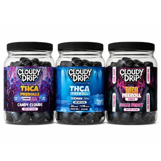 CLOUDY DRIP THC-A 1.7GM PRE ROLL TUBE 20CT JAR CLOUDY DRIP THC-A 1.7GM PRE ROLL TUBE 20CT JAR